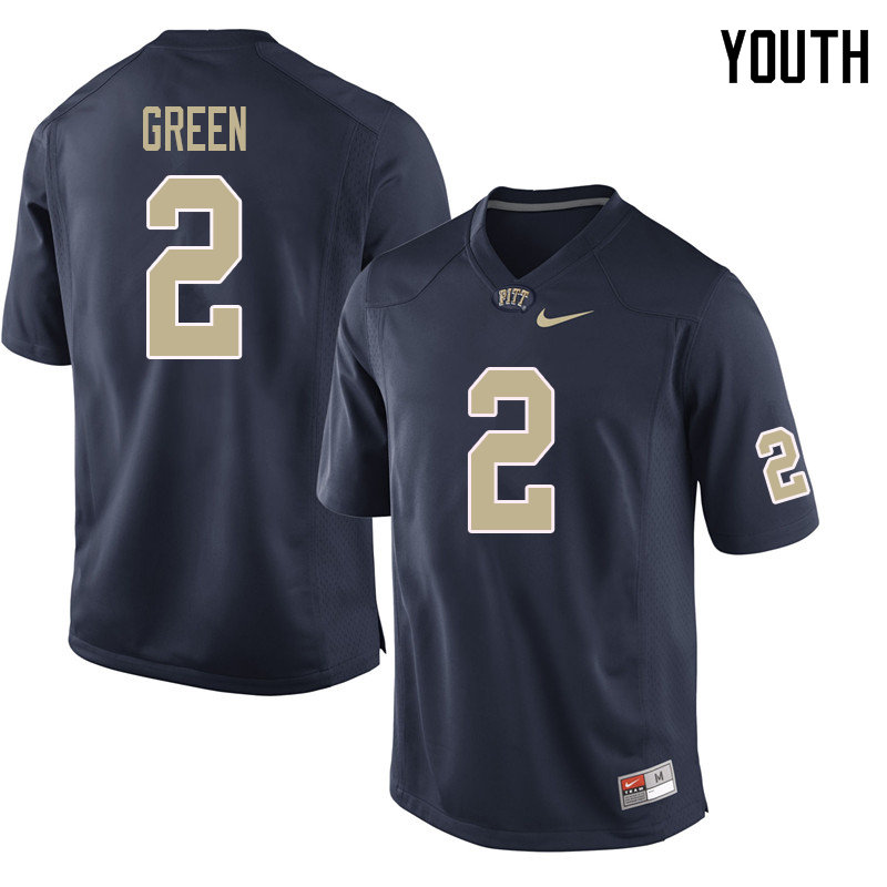 Youth #2 David Green Pittsburgh Panthers College Football Jerseys Sale-Navy